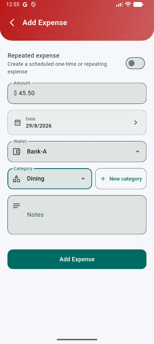 Add expense form